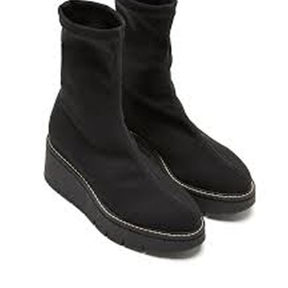 LA CANADIENNE GEORGINA Stretch Fabric Wedge Platform Bootie Size 6 M - Picture 2 of 11